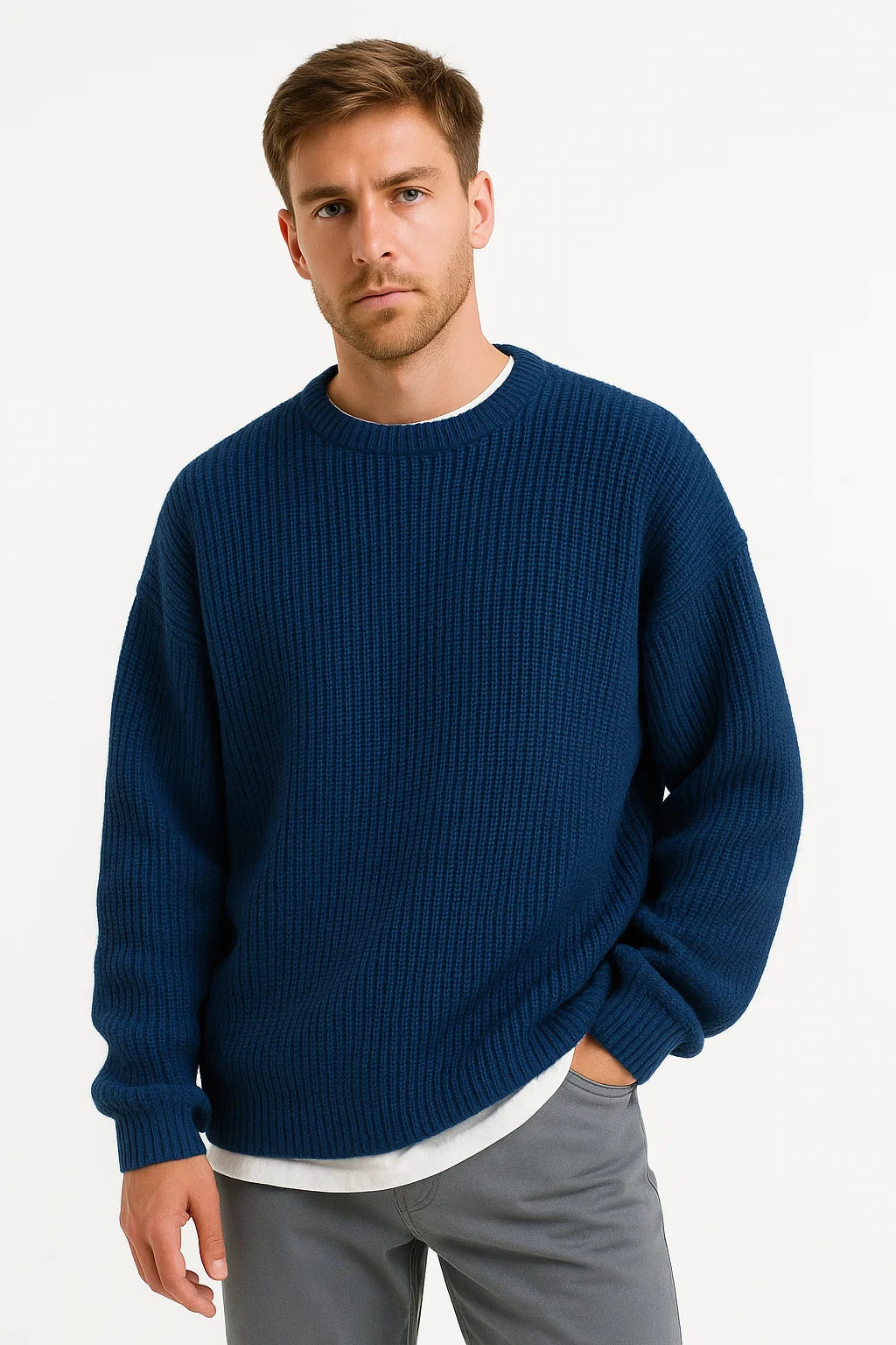 Knitmen Men's Sweater | Oversized Fit, Ribbed Acrylic Design 0