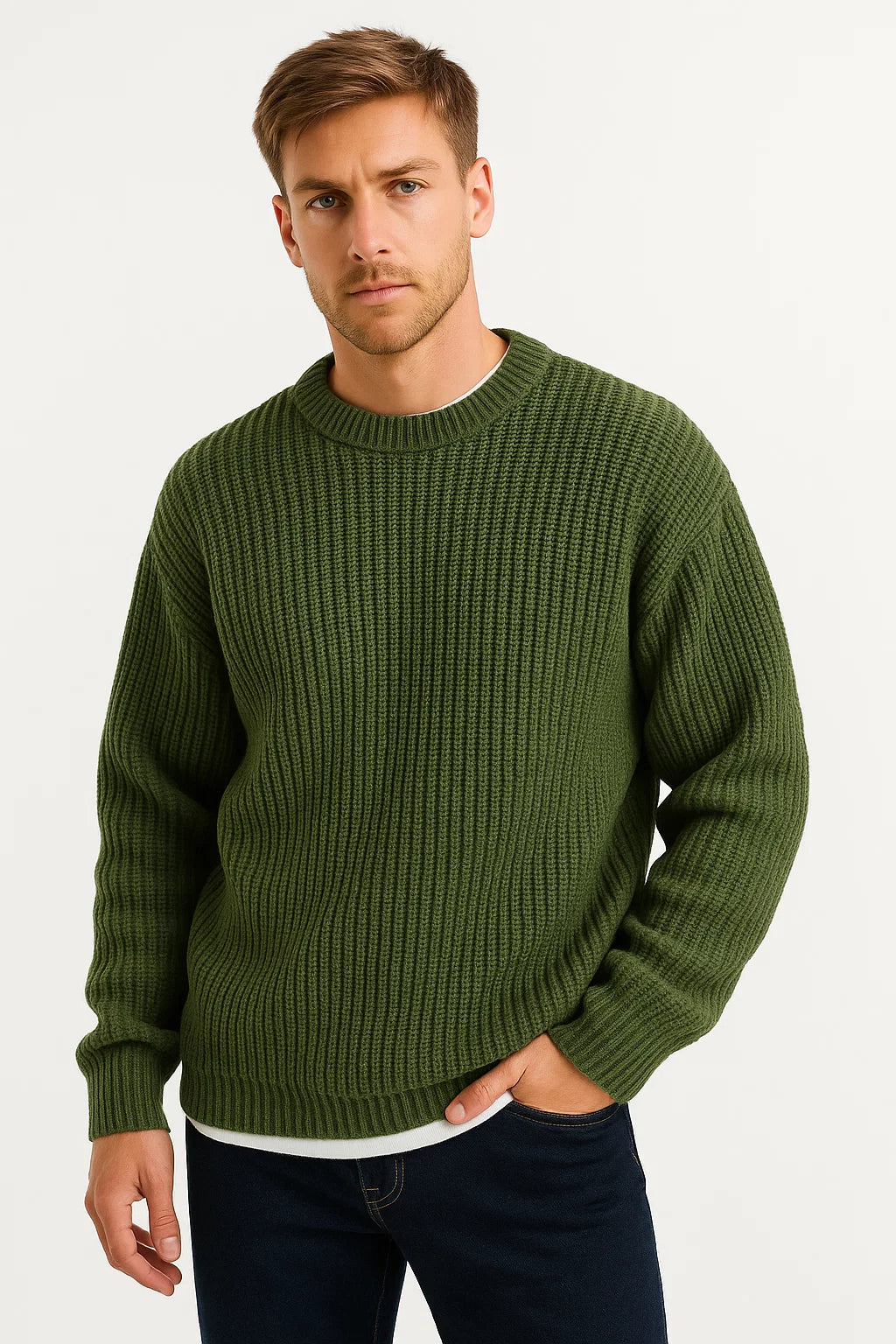 Knitmen Men's Sweater | Oversized Fit, Ribbed Acrylic Design 4