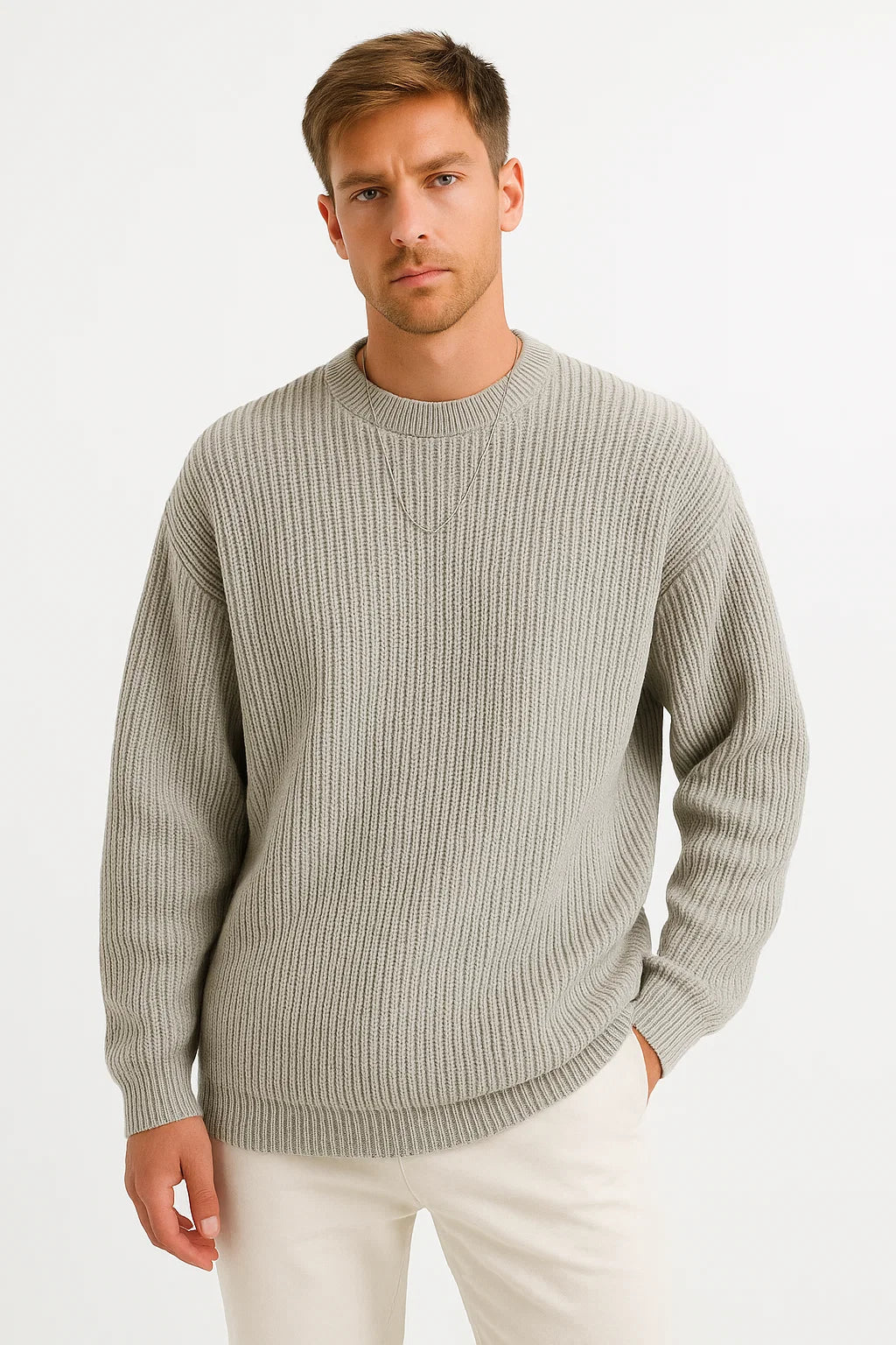 Knitmen Men's Sweater | Oversized Fit, Ribbed Acrylic Design 5
