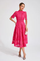 Lara Women's Midi Dress | Lace A-Line Cocktail Dress for Parties 3