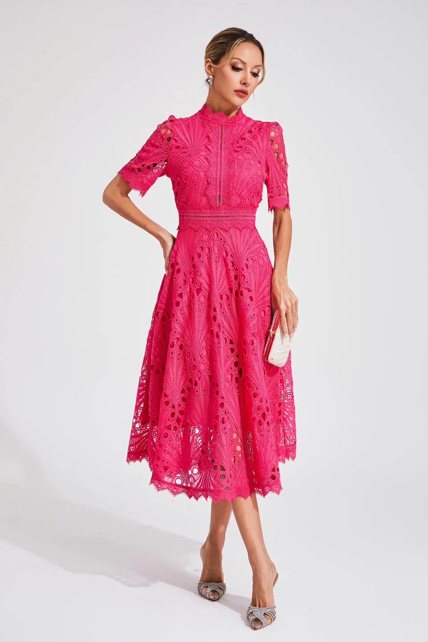Lara Women's Midi Dress | Lace A-Line Cocktail Dress for Parties 3