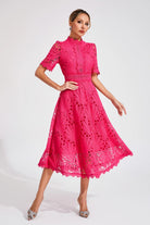 Lara Women's Midi Dress | Lace A-Line Cocktail Dress for Parties 4