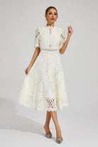 Lara Women's Midi Dress | Lace A-Line Cocktail Dress for Parties 9