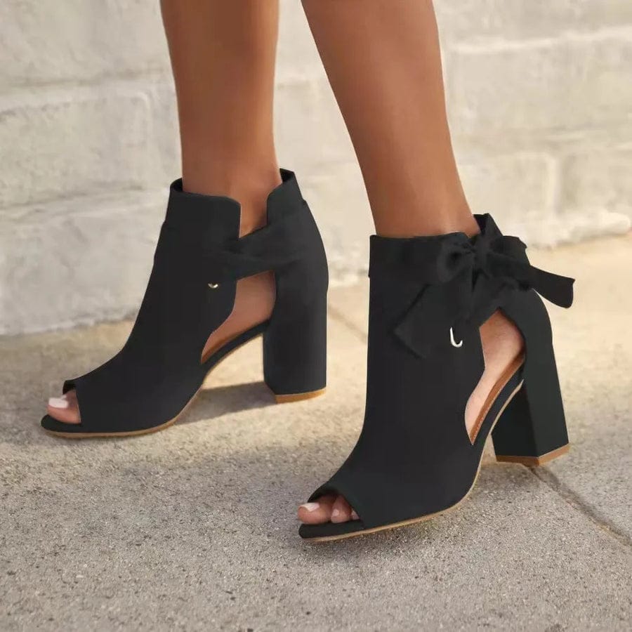 Lina Women's Ankle Boots | Breathable Open Toe, Chic Bow Detail 0