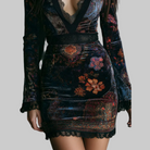 Lina Women's Black Dress | Luxurious Velvet Mini with Lace Trim 4
