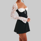 Lina Women's Black Mini Dress | Lace Corset Design, Elegant 1
