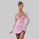 Lina Women's Black Mini Dress | Lace Corset Design, Elegant 3