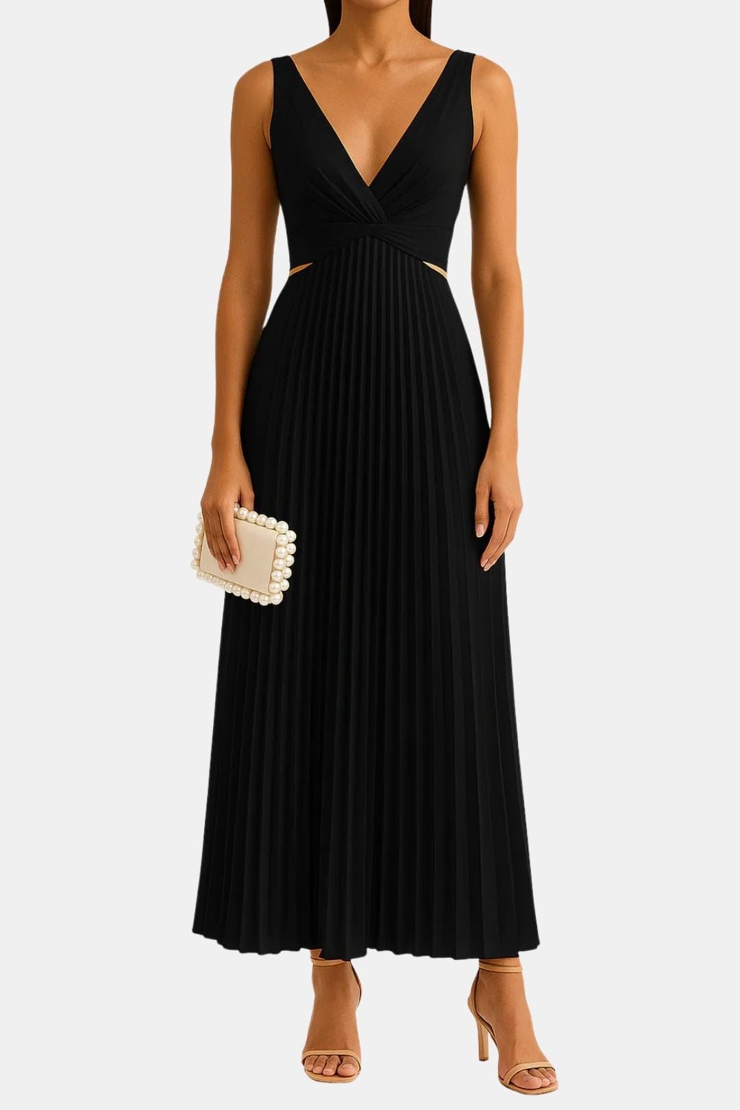 Lina Women's Cocktail Dress | Elegant Pleated V-Neck Design 2
