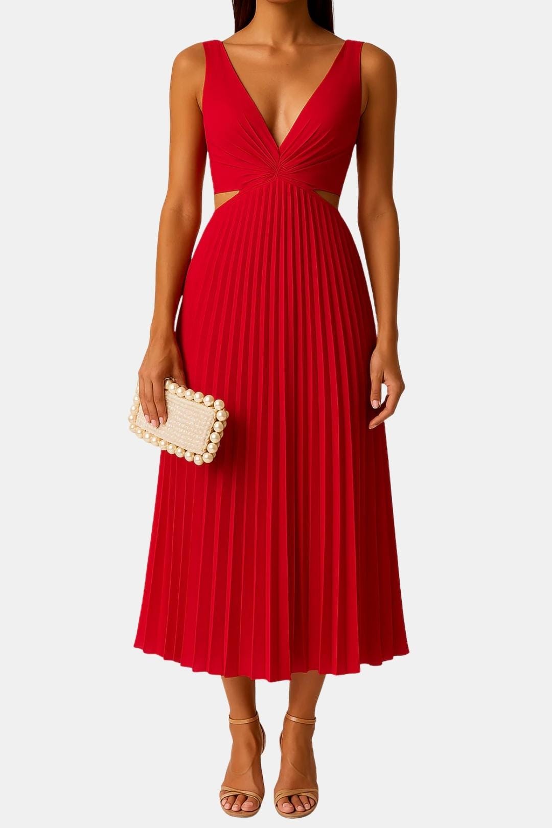 Lina Women's Cocktail Dress | Elegant Pleated V-Neck Design 3