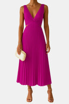 Lina Women's Cocktail Dress | Elegant Pleated V-Neck Design 5