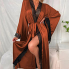 Lina Women's Dressing Gown | Lace Trim, Wrap Style 10