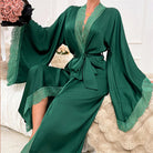 Lina Women's Dressing Gown | Lace Trim, Wrap Style 11