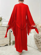 Lina Women's Dressing Gown | Lace Trim, Wrap Style 2