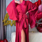 Lina Women's Dressing Gown | Lace Trim, Wrap Style 8
