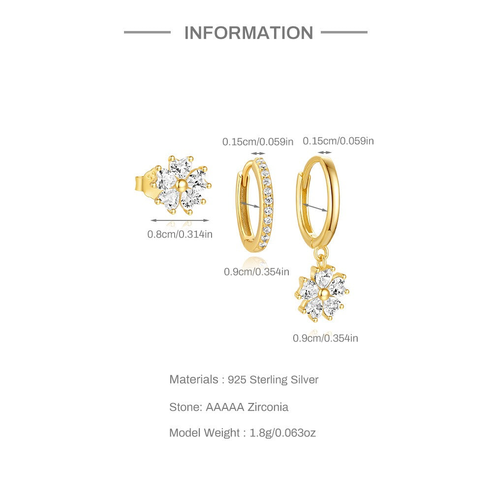 Lina Women's Hoop Earrings | Ethically Crafted Sterling Silver with Crystal Detail 3