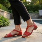 Lina Women's Sandals | Leather Open-Low Slip-On Design, Elegant 1
