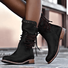 Luna Women's Boots | Vintage Lace-Up Mid-Calf Style, Studded Collar 5
