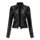Luna Women's Leather Jacket | PU Material, High Collar, Stylish 0