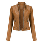 Luna Women's Leather Jacket | PU Material, High Collar, Stylish 1