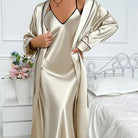 Luna Women's Pyjama Set | Satin Slip Dress and Robe, Cozy Pj Set 5