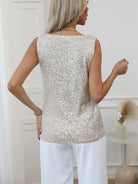 Luna Women's Sequin Tank Top | Sleeveless V-Neck, Going Out Top 3
