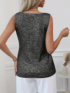 Luna Women's Sequin Tank Top | Sleeveless V-Neck, Going Out Top 6