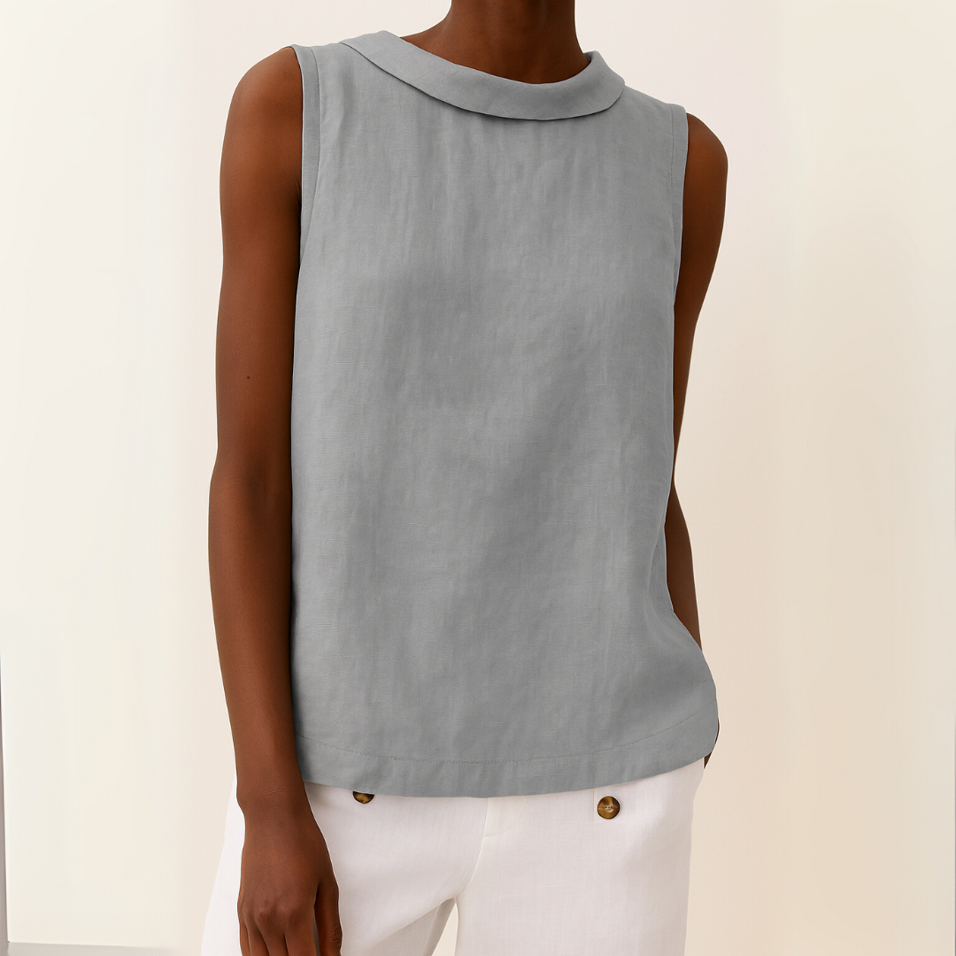 Mara Women's Tank Top | Rolled Collar, Elegant Design 0