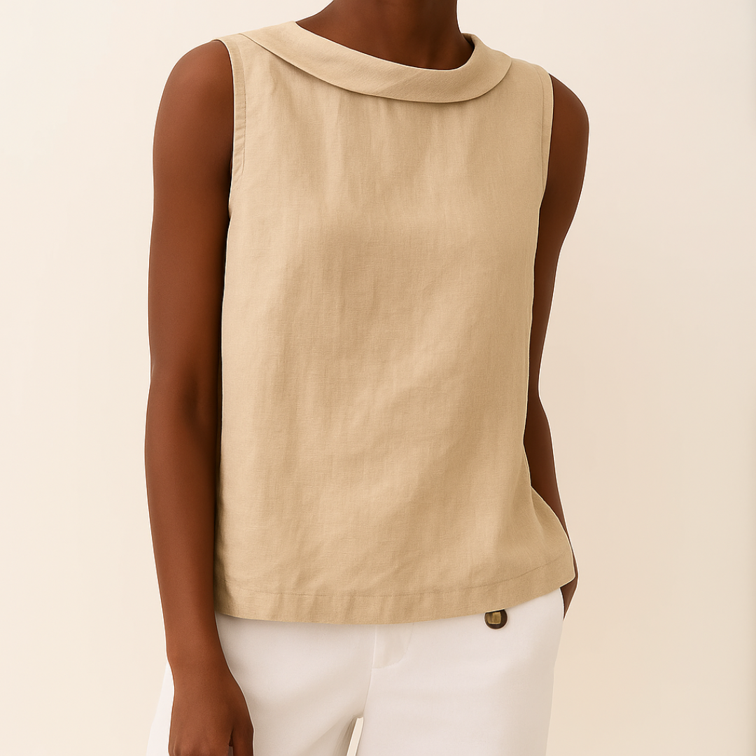 Mara Women's Tank Top | Rolled Collar, Elegant Design 2