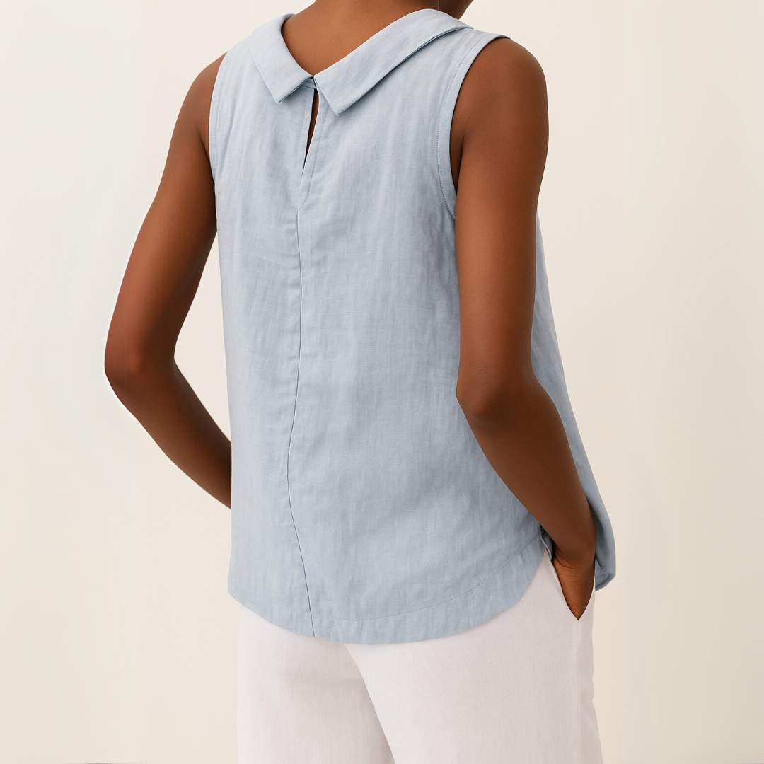 Mara Women's Tank Top | Rolled Collar, Elegant Design 3