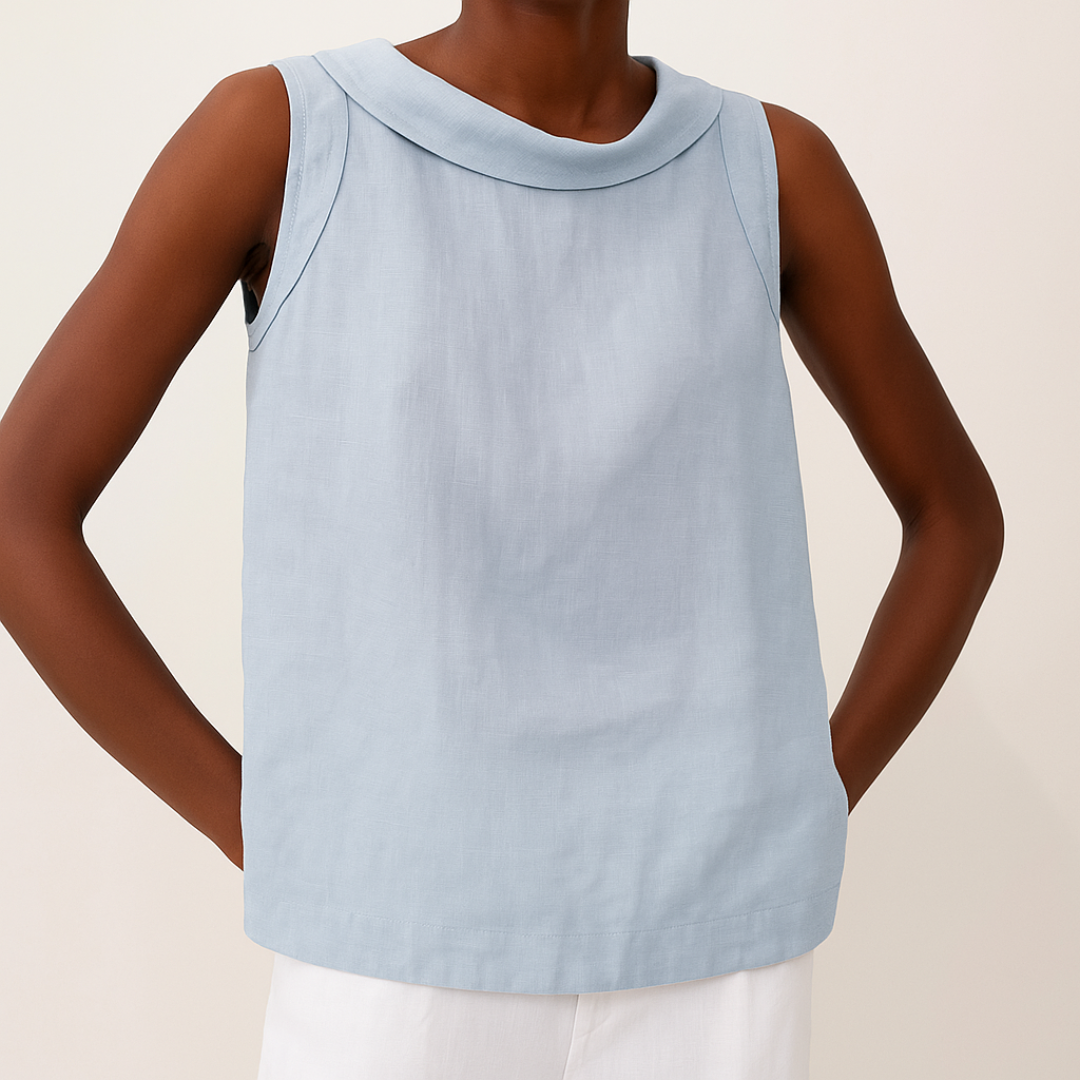 Mara Women's Tank Top | Rolled Collar, Elegant Design 4