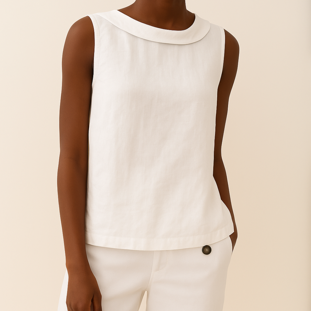 Mara Women's Tank Top | Rolled Collar, Elegant Design 5