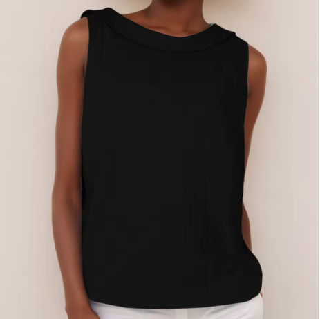 Mara Women's Tank Top | Rolled Collar, Elegant Design 7