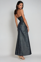 Maren Women's Maxi Dress | Soft Denim, Elegant Halter Neckline 4