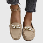 Melo Women's Black Loafers | Cushioned Comfort, Gold-Chain Detail 2