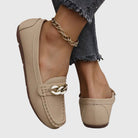 Melo Women's Black Loafers | Cushioned Comfort, Gold-Chain Detail 6