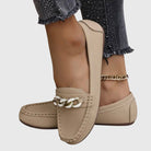 Melo Women's Black Loafers | Cushioned Comfort, Gold-Chain Detail 7