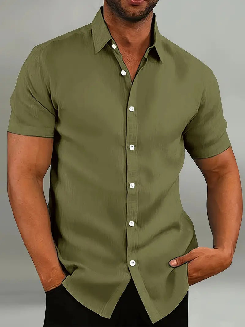 Men's Tailored Short Sleeve Shirt – Classic Collar Summer Style