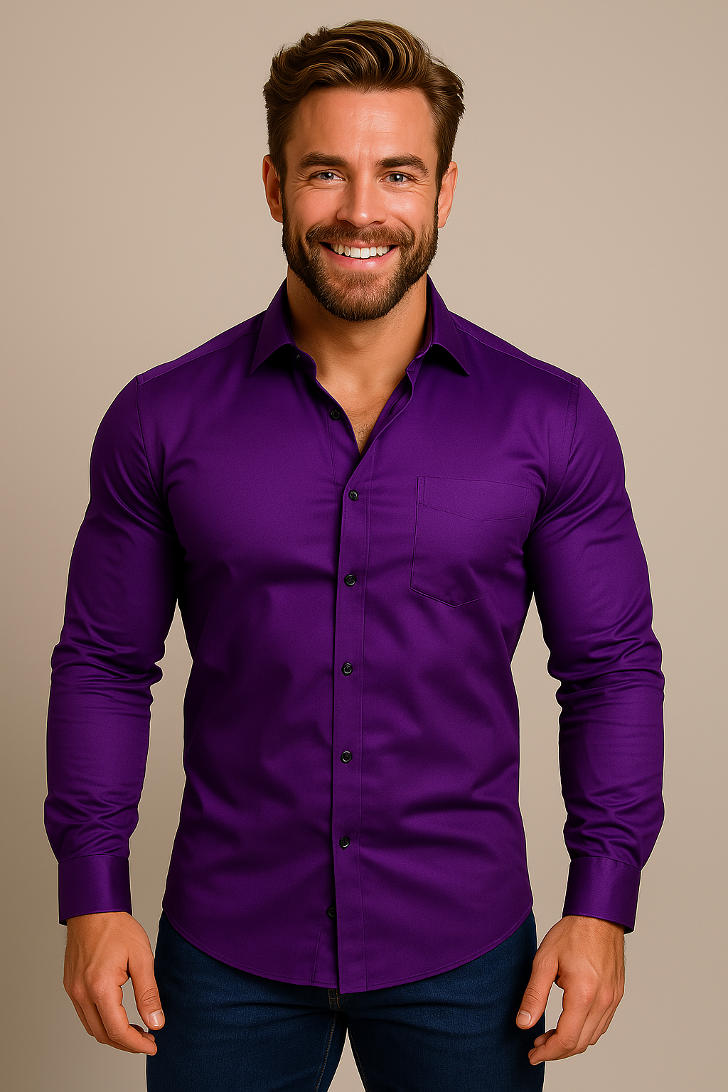 Men's Long Sleeve Dress Shirt – Wrinkle-Free Structured Fit