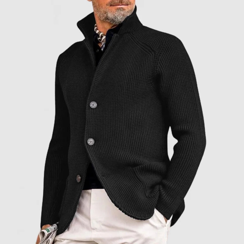 Milo Men's Black Cardigan | Soft Fabric, Open-Front Design 2