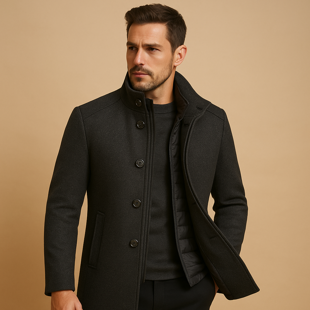 Milo Men's Overcoat | Premium Wool Blend, Formal Long Coat 1