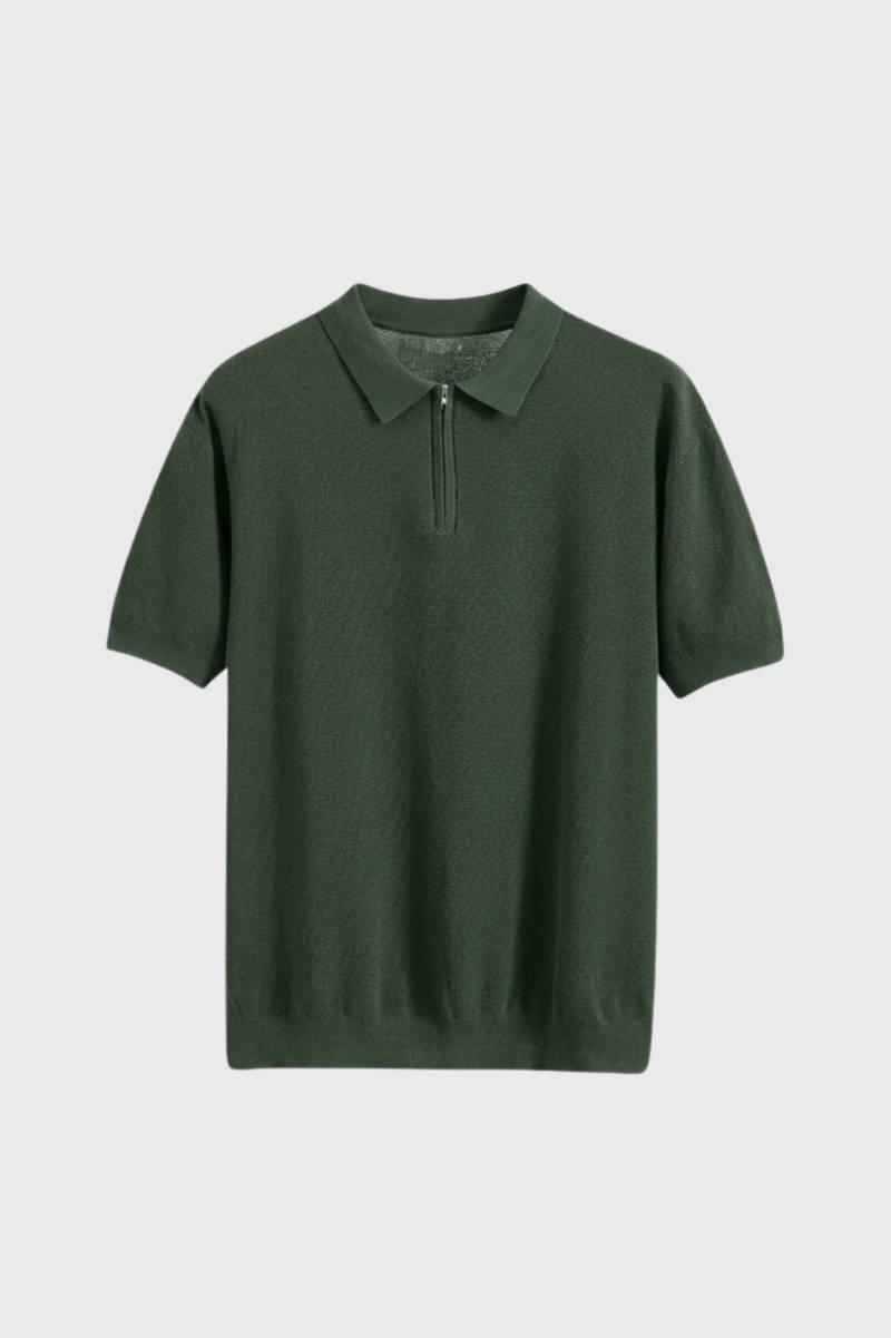Milo Men's Polo Shirt | Modern Knit Design with Zipper, Casual Elegance 0