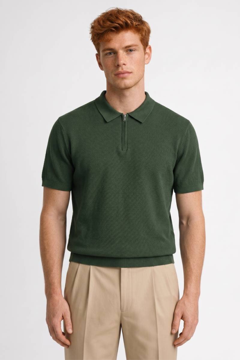 Milo Men's Polo Shirt | Modern Knit Design with Zipper, Casual Elegance 1
