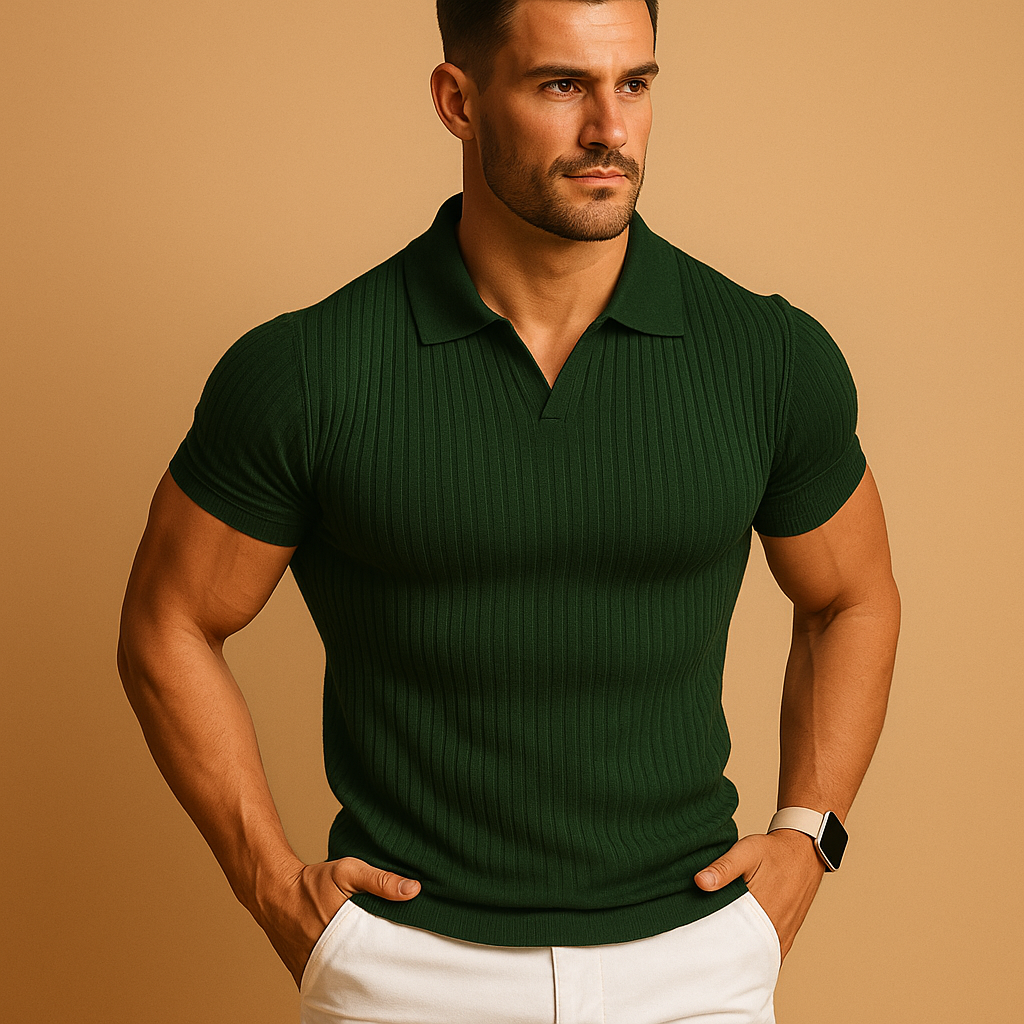 Milo Men's Polo Shirt | Slim Fit V-Neck, Soft Ribbed Knit 2