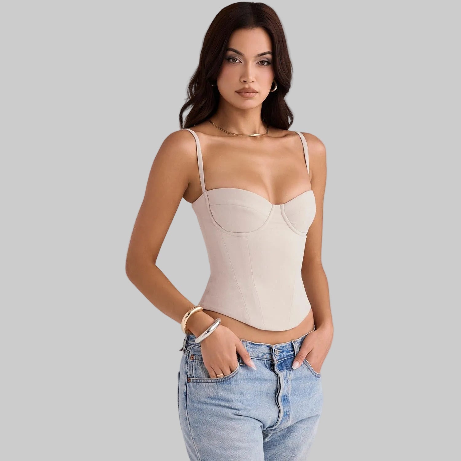 Mira Women's Corset Top | Soft Breathable Fabric, Adjustable Straps 0