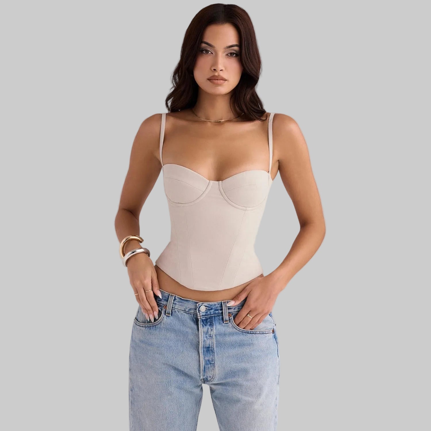 Mira Women's Corset Top | Soft Breathable Fabric, Adjustable Straps 2