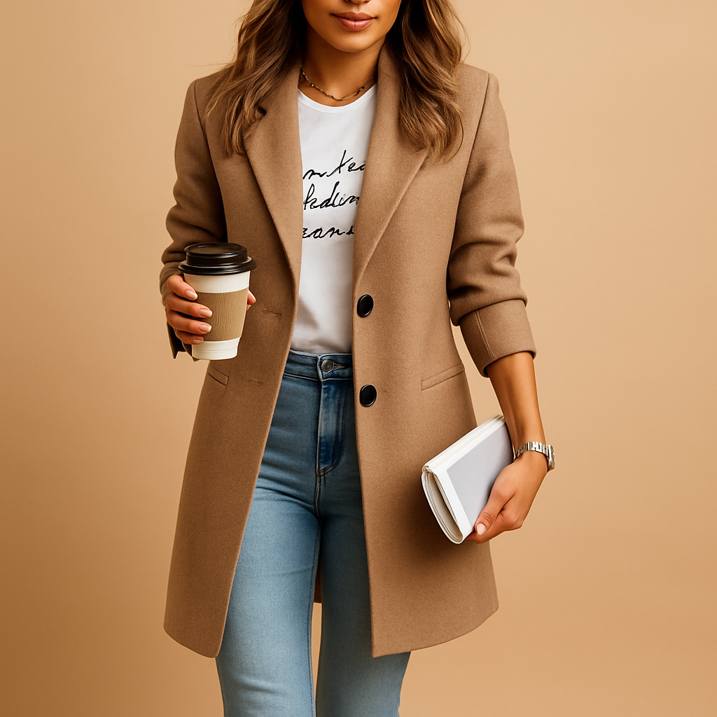 Mira Women's Wool Coat | Elegant Longline Design, Tailored Fit 2