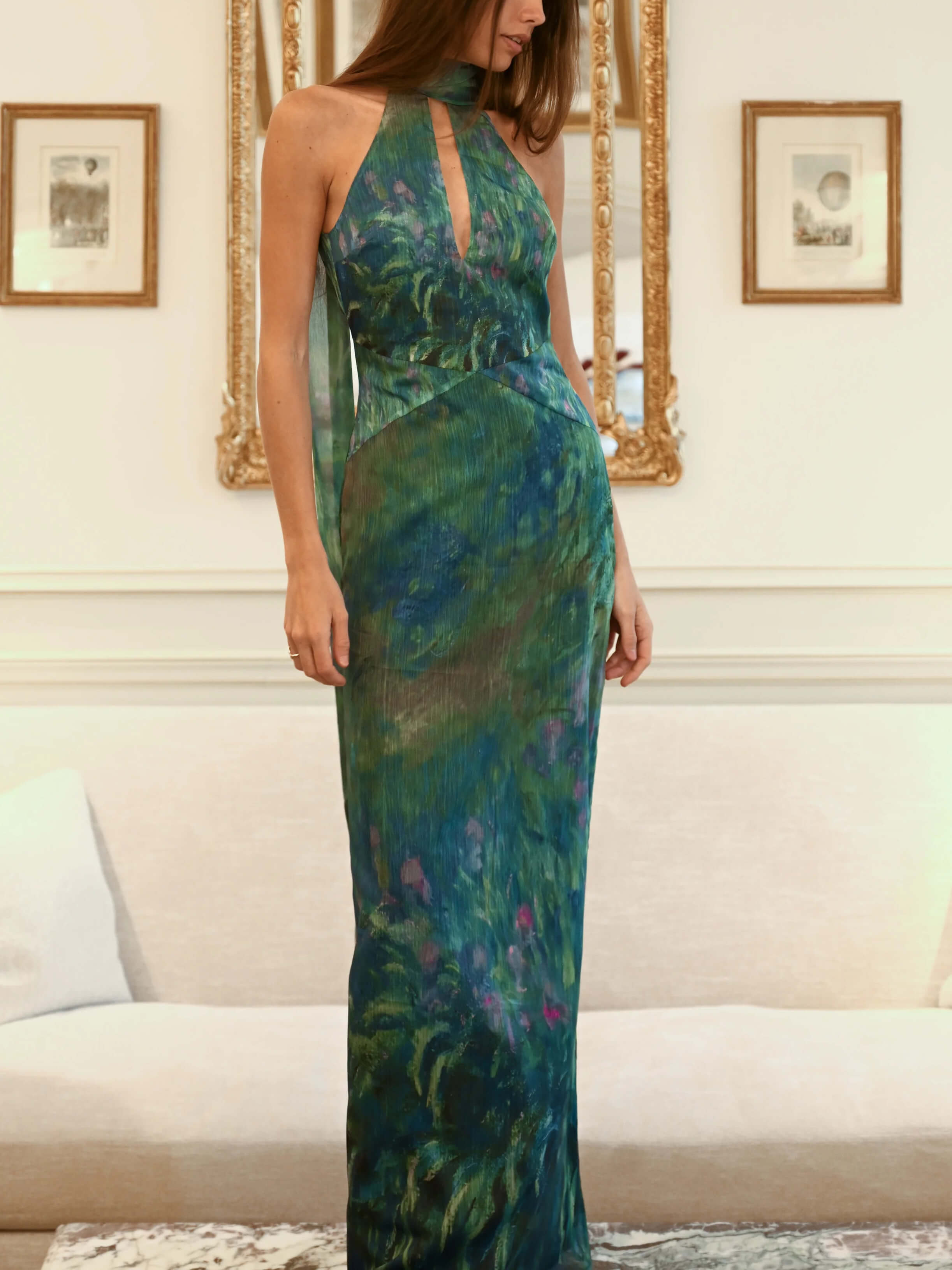 Mona Women's Maxi Dress | Textured Chiffon, Elegant Design for Formal Occasions 3