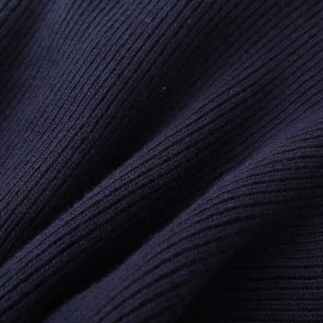 Nina Women's Cardigan | Soft Ribbed Knit with Denim Trim 3