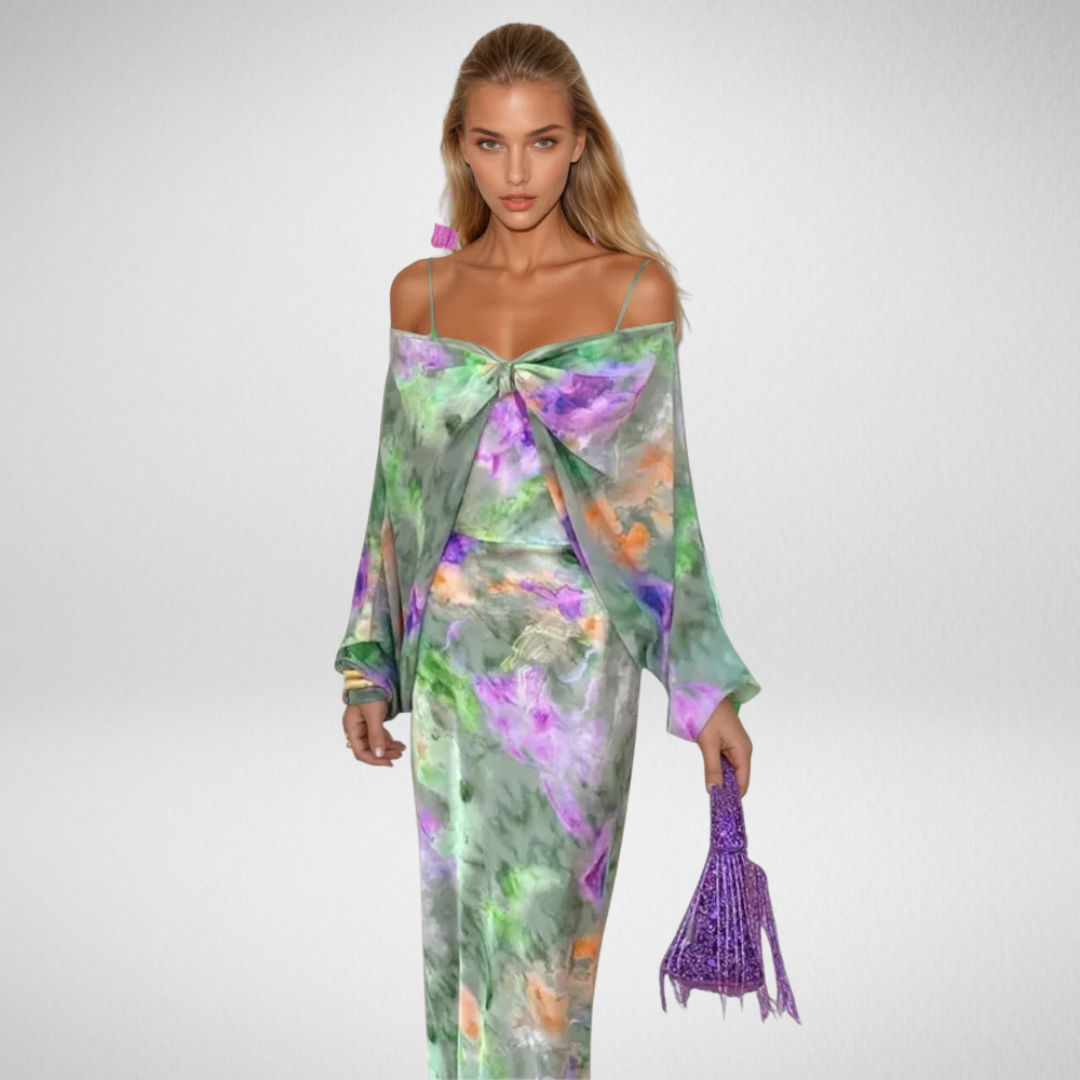 Nina Women's Maxi Dress | Soft Fabric, Detachable Scarf 0