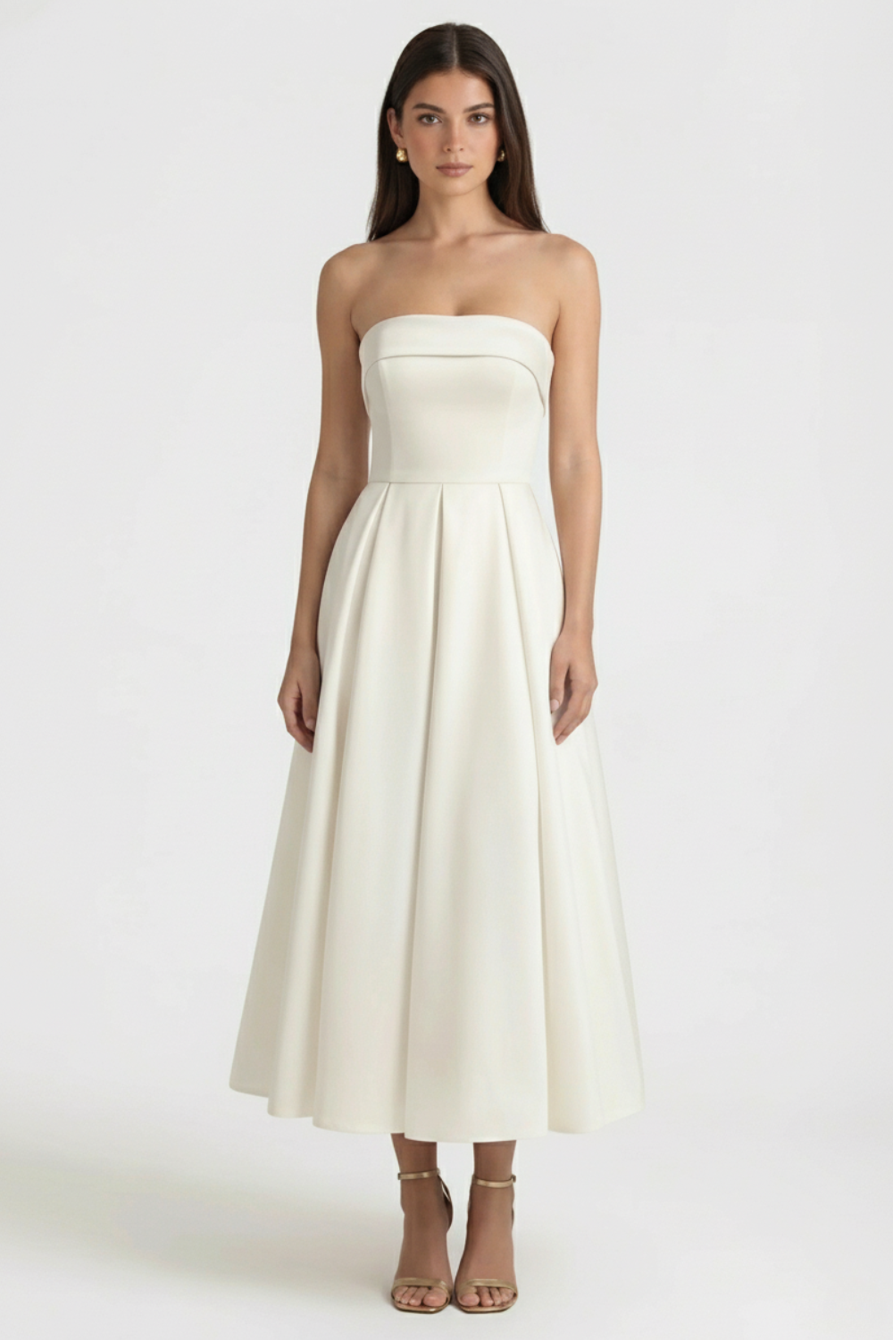 Nina Women's Midi Dress | Structured Mikado Fabric, Elegant Cocktail Style 0